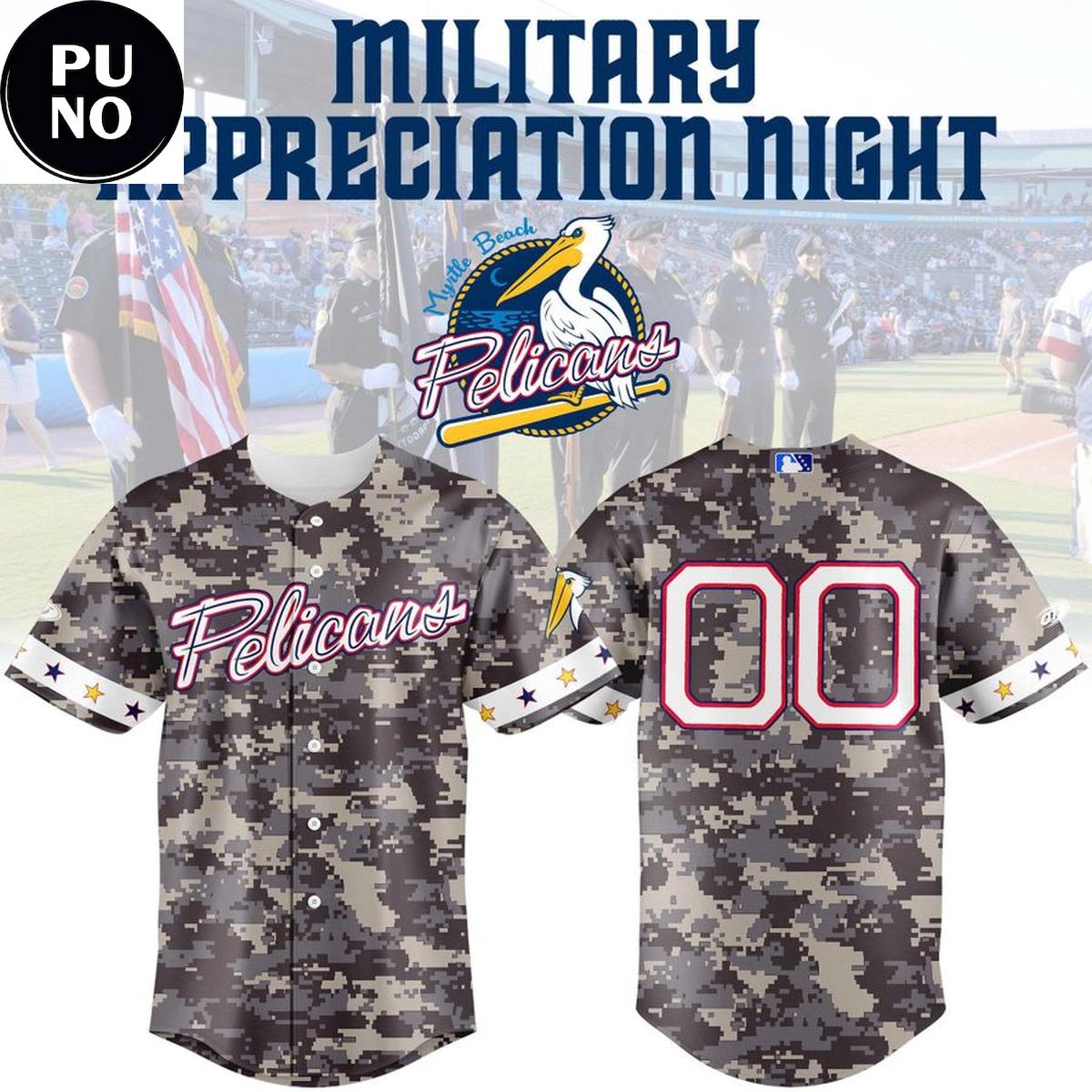 Myrtle Beach Pelicans x Military Appreciation Night 2026 Personalized Baseball Jersey