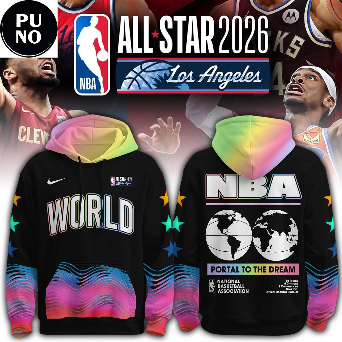 NBA All-Star 2026 Los Angeles World Rainbow Hoodie