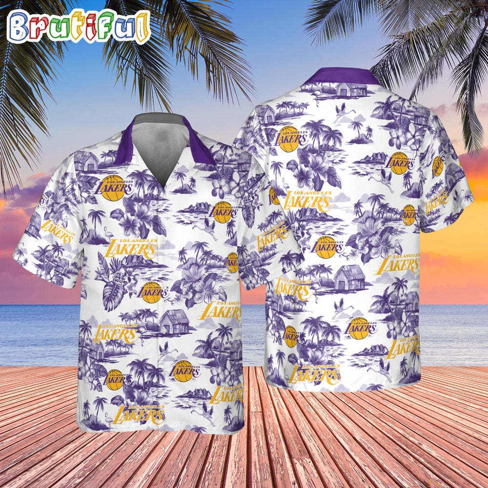 NBA Los Angeles Lakers Hawaiian Shirt Special Floral Island Hawaiian Button Shirt