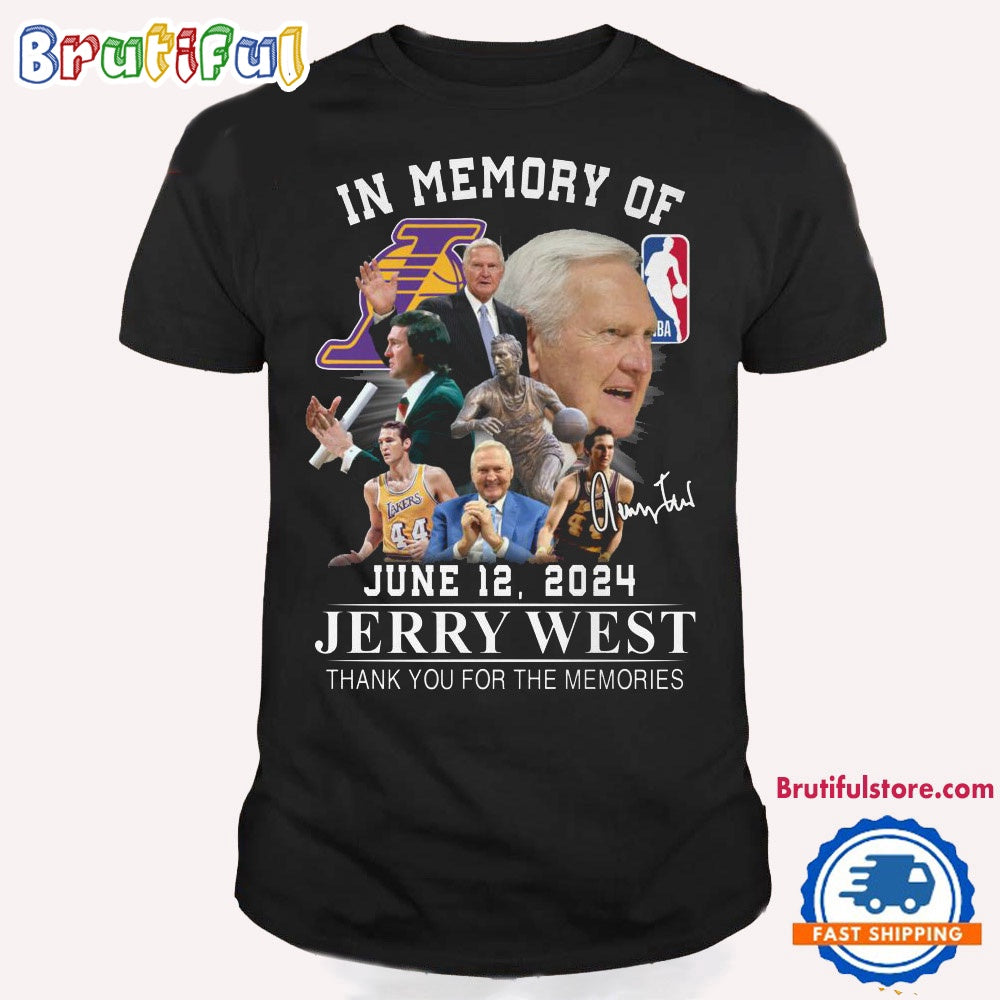 NBA Los Angeles Lakers Jerry West 1938-2024 Signature T Shirt