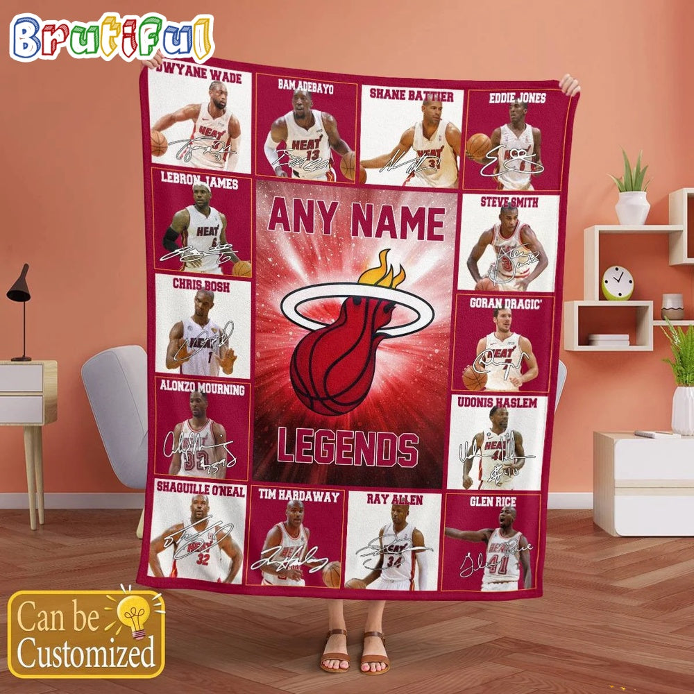 NBA Miami Heat Basketball Team Player Legends Blanket