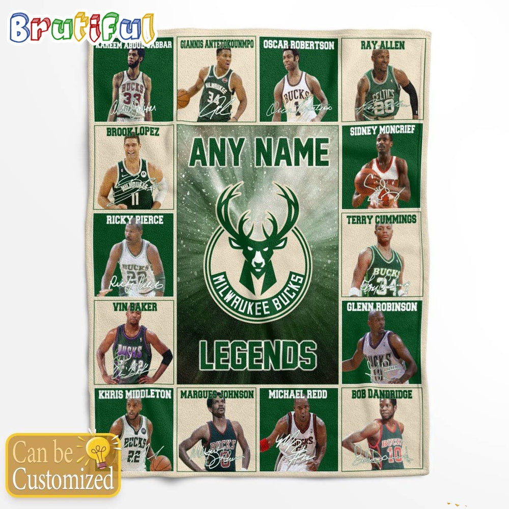 NBA Milwaukee Bucks Basketball Team Player Legends Blanket