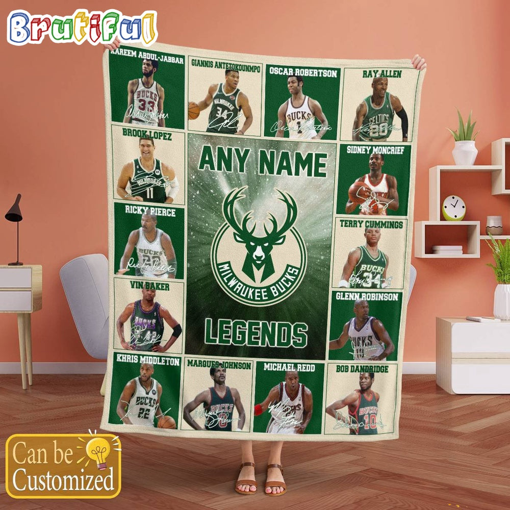 NBA Milwaukee Bucks Basketball Team Player Legends Blanket