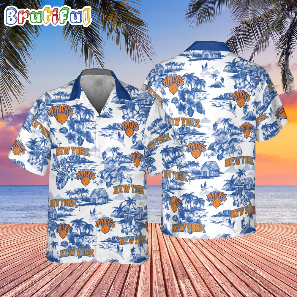 NBA New York Knicks Hawaiian Shirt Special Floral Island Hawaiian Button Shirt