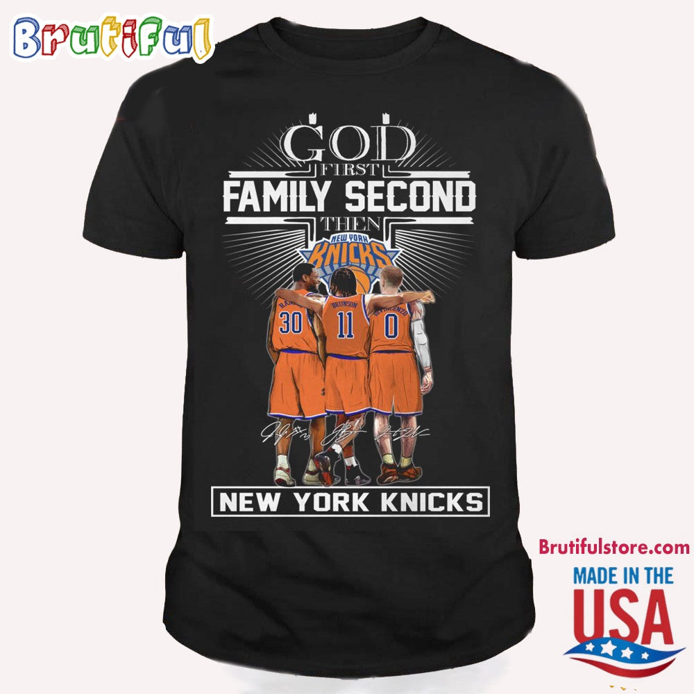 NBA New York Knicks Shirt, God First Family Second New York Knicks T Shirt