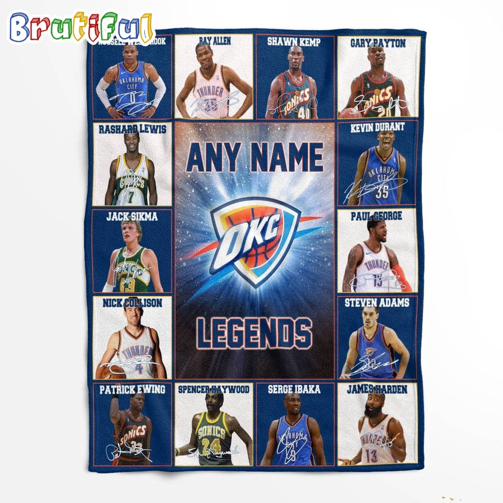 NBA Oklahoma City Thunder Basketball Team Player Legends Blanket