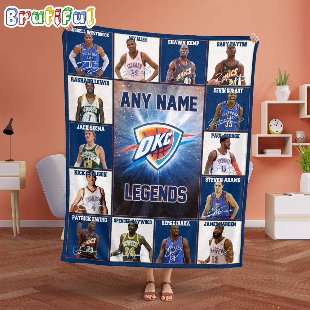 NBA Oklahoma City Thunder Basketball Team Player Legends Blanket