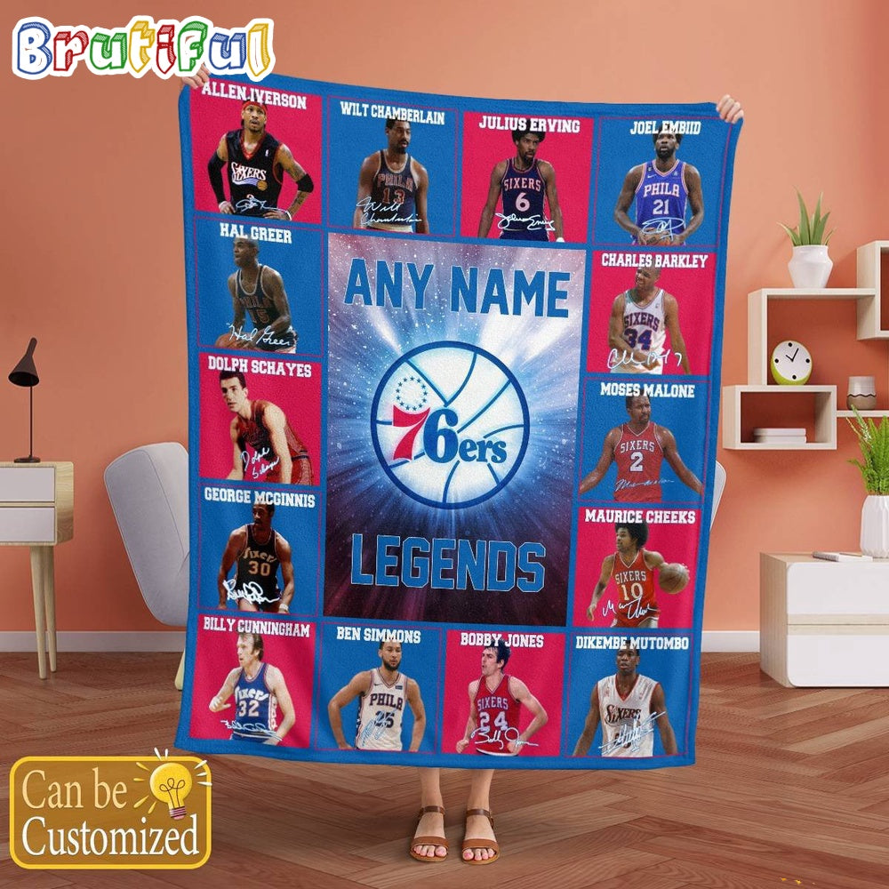 NBA Philadelphia 76ers Basketball Team Player Legends Blanket