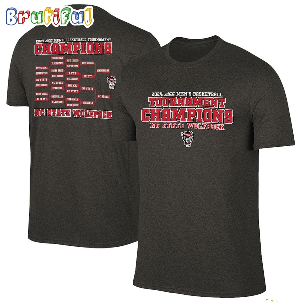 NC State Wolfpack 2024 ACC Men’s Basketball Conference Tournament Champions Black TShirt
