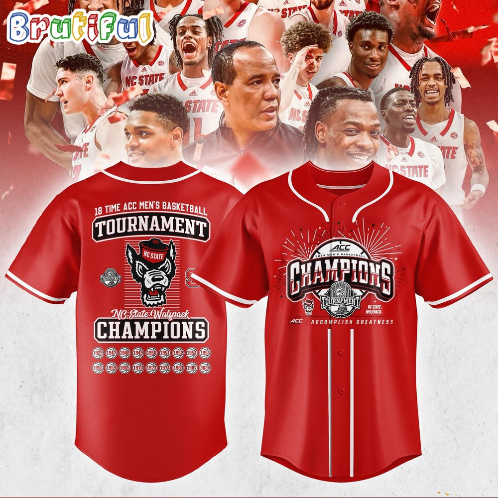 NC State Wolfpack 2024 ACC Men’s Basketball Conference Tournament Champions Jersey Shirt