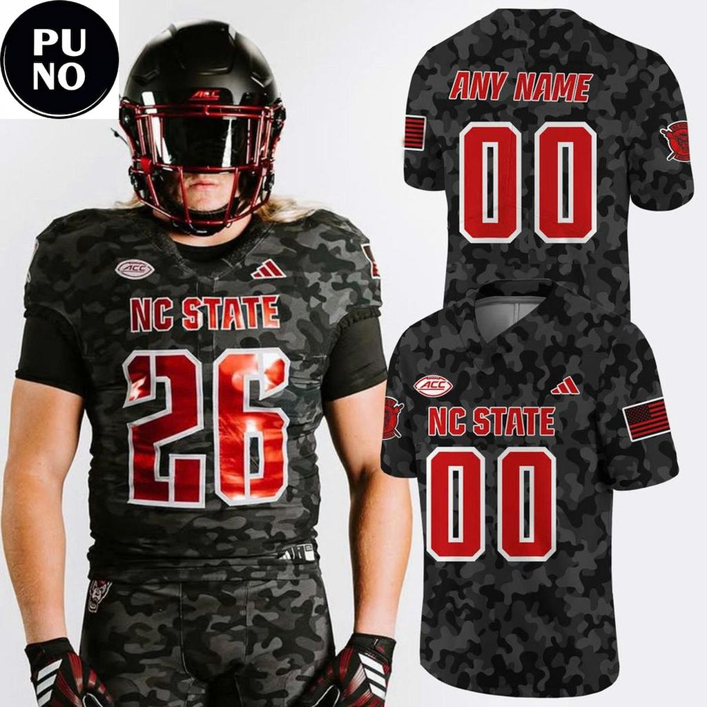 NC State Wolfpack 2026 Wolfpack Warriors Military Appreciation Personalized Football Jersey