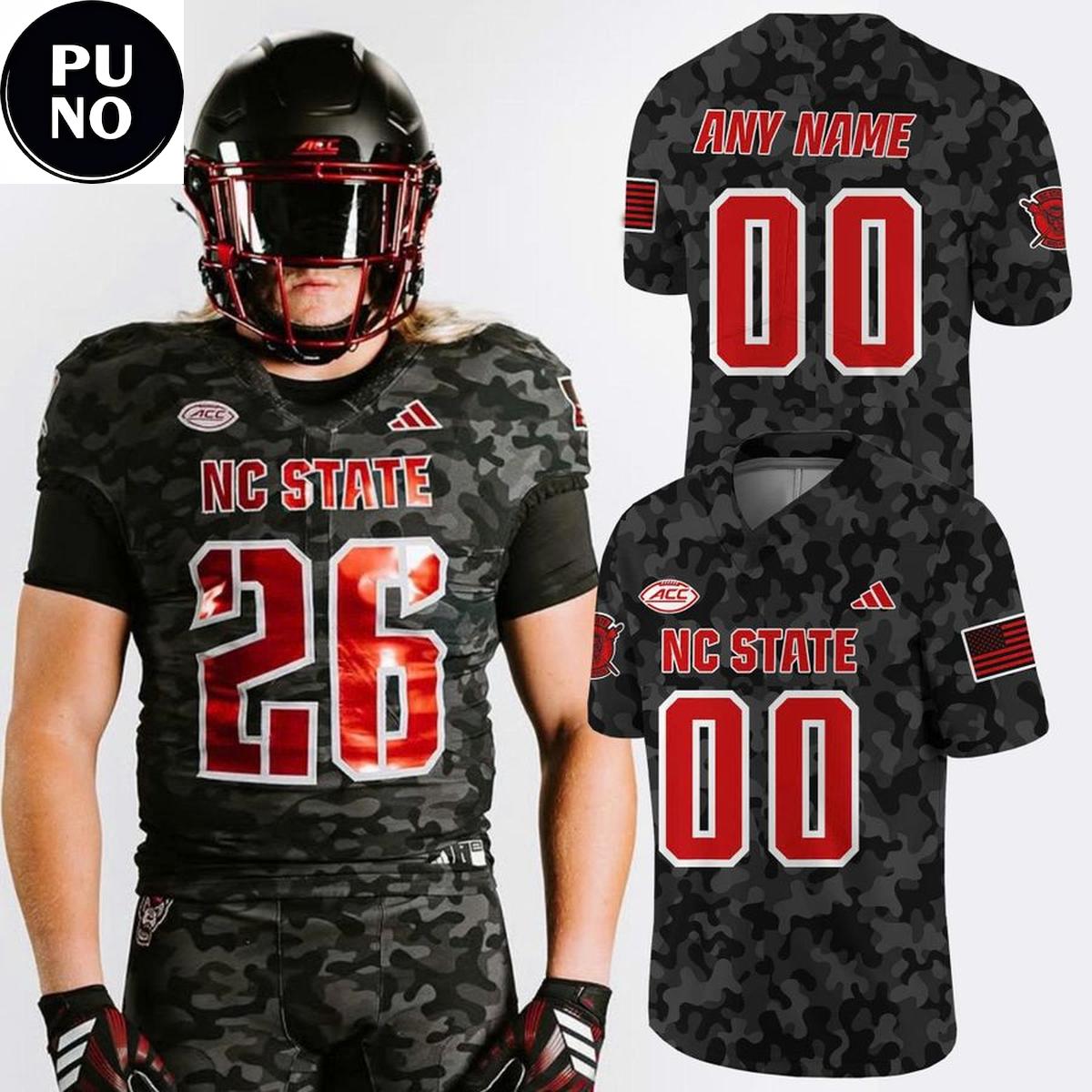 NC State Wolfpack 2026 Wolfpack Warriors Military Appreciation Personalized Football Jersey