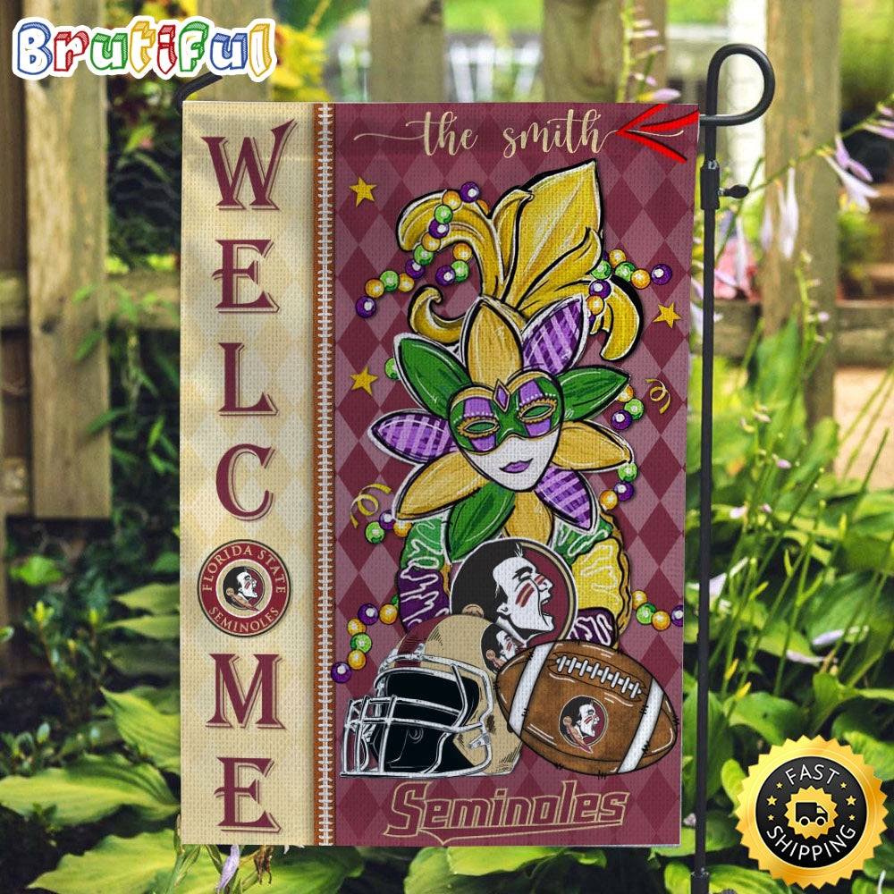 NCAA Florida State Seminoles Football Flag Mardi Gras Welcome Garden Flag