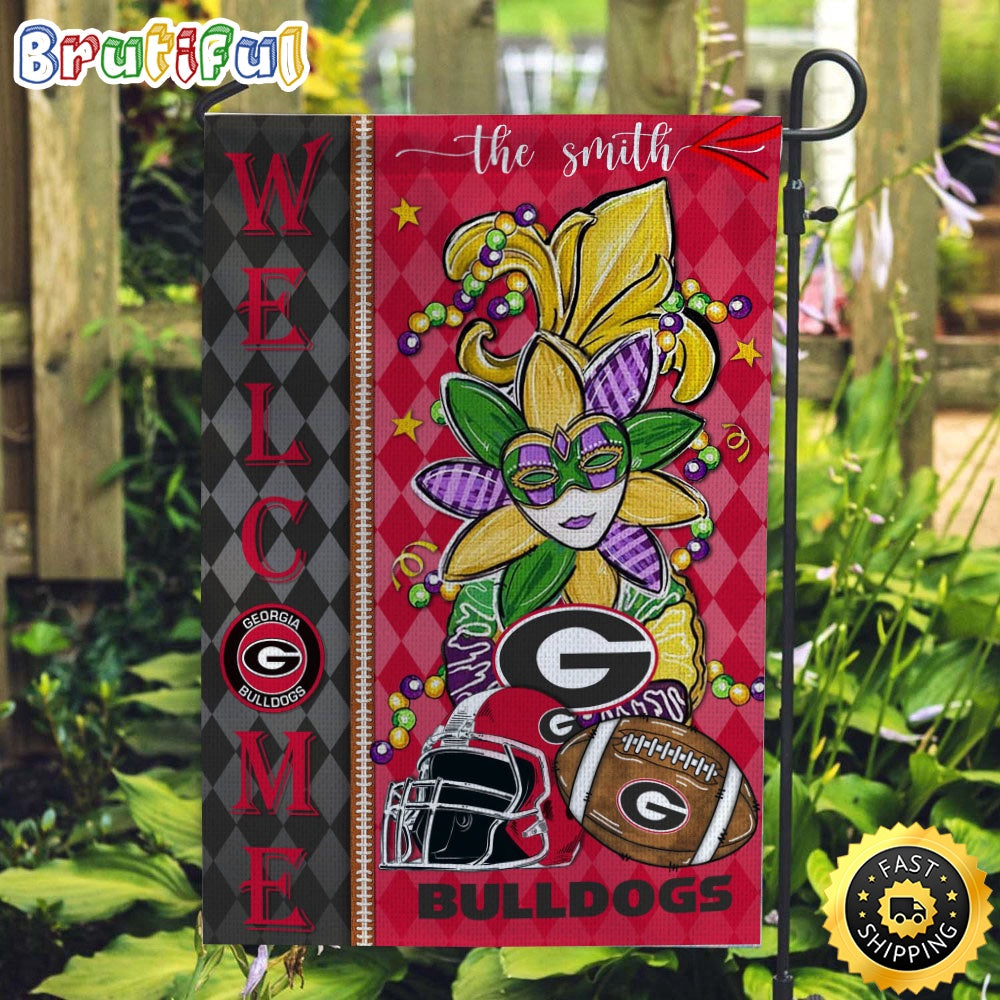 NCAA Georgia Bulldogs Football Flag Mardi Gras Welcome Garden Flag