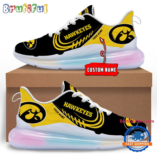 NCAA Iowa Hawkeyes Women’s Rainbow Atmospheric Cushion Running Shoes, Football Women’s Shoes
