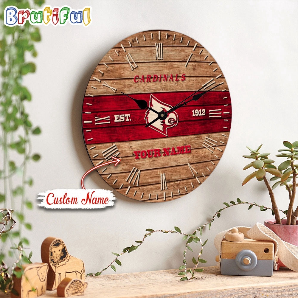 NCAA Louisville Cardinals Clock Custom Name Wall Clock