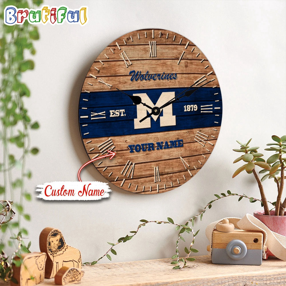 NCAA Michigan Wolverines Clock Custom Name Wall Clock