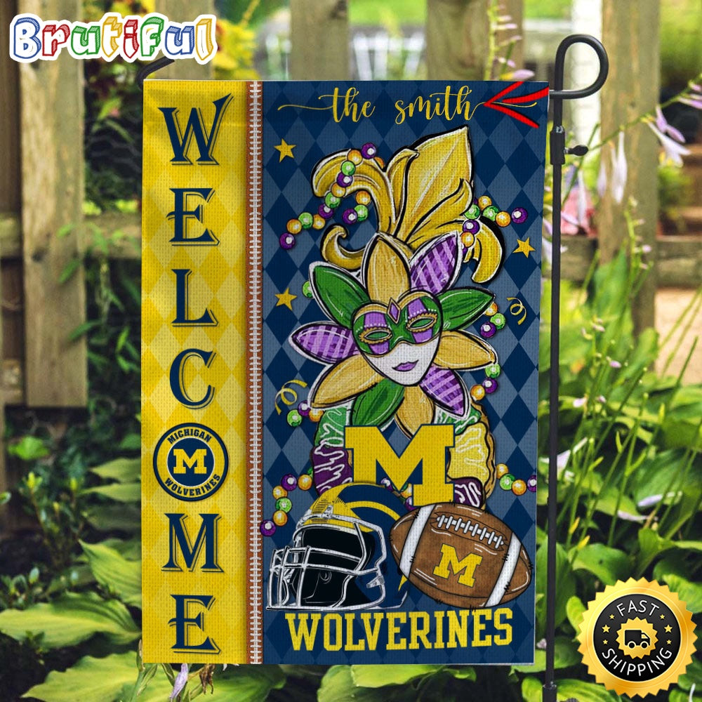 NCAA Michigan Wolverines Football Flag Mardi Gras Welcome Garden Flag