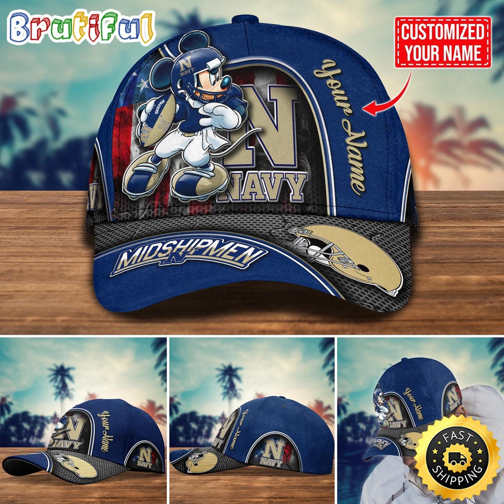NCAA Navy Midshipmen Baseball Cap Mickey Mouse Custom Cap For Fans