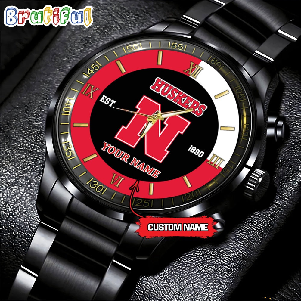 NCAA Nebraska Cornhuskers Black Fashion Watch