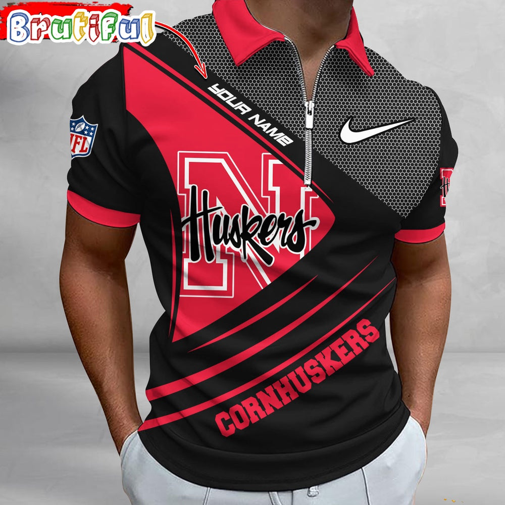 NCAA Nebraska Cornhuskers Polo Shirt, Sporty Zip Polo Shirt
