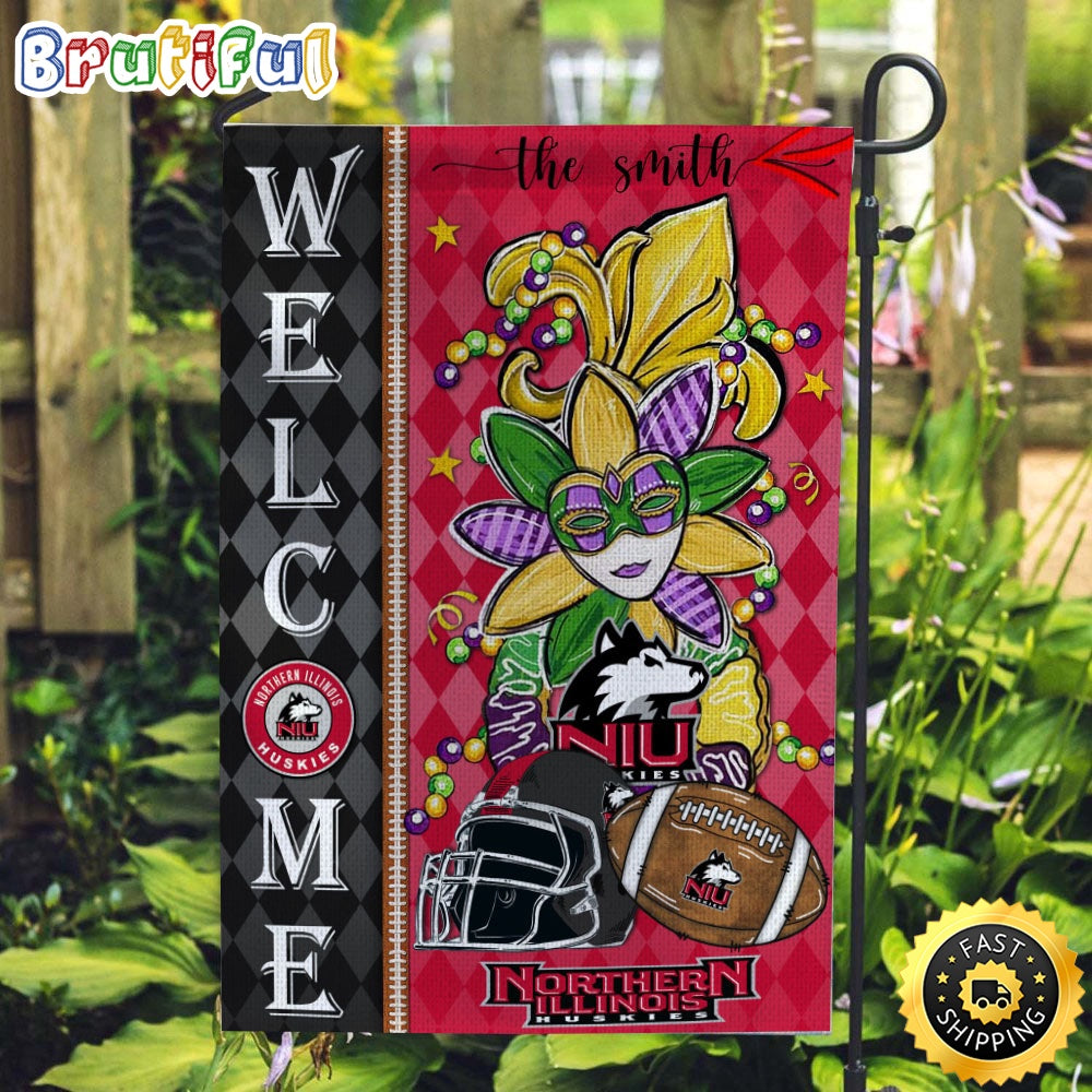 NCAA Northern Illinois Huskies Football Flag Mardi Gras Welcome Garden Flag