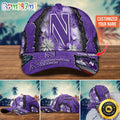 NCAA Northwestern Wildcats Baseball Cap Flag Flower Custom Name Cap