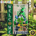 NCAA Notre Dame Fighting Irish Garden Flag St Patricks Day Gnome Shamrock Welcome Garden Flag