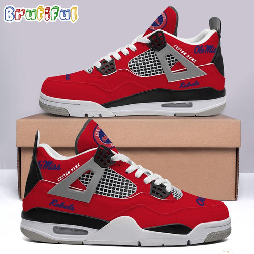 NCAA Ole Miss Rebels Sport Team Air Jordan 4 Shoes, Personalized AJ4 Sneaker