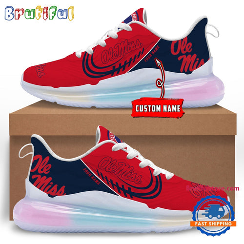 NCAA Ole Miss Rebels Women’s Rainbow Atmospheric Cushion Running Shoes, Football Women’s Shoes