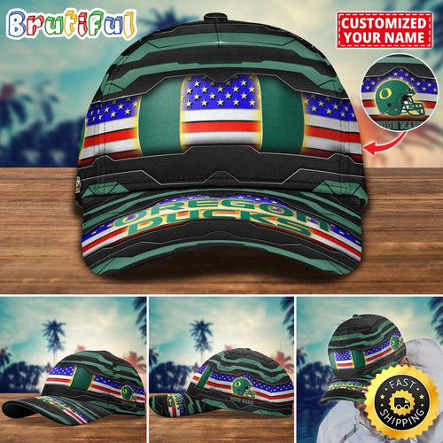 NCAA Oregon Ducks Baseball Cap Flag Custom Name Cap