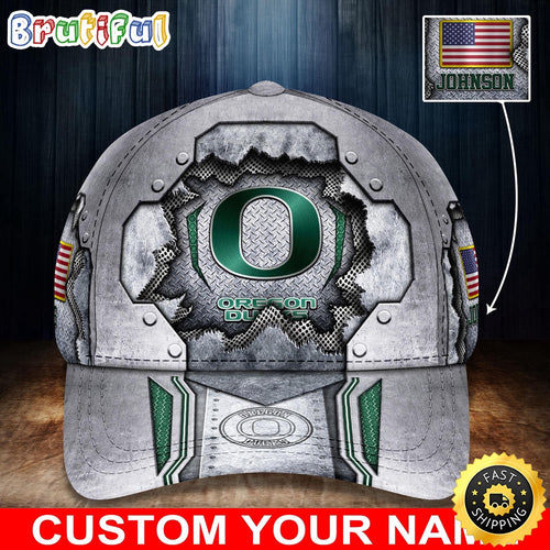 NCAA Oregon Ducks Baseball Cap Silver Metalic Pattern Baseball Cap
