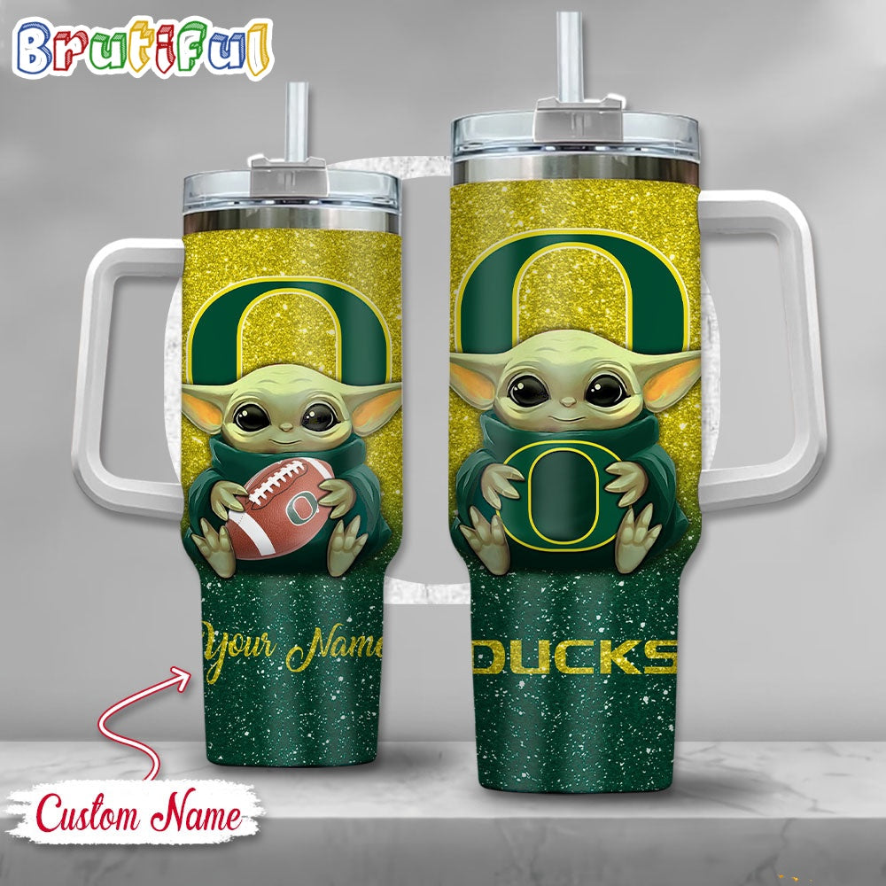 NCAA Oregon Ducks Tumbler Baby Yoda Customzed Handle Cup
