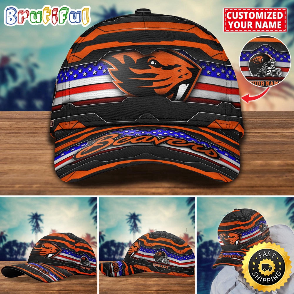 NCAA Oregon State Beavers Baseball Cap Flag Custom Name Cap