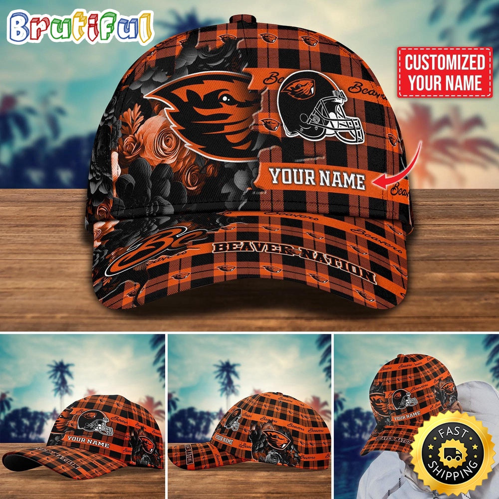 NCAA Oregon State Beavers Baseball Cap Flower Custom Name Cap