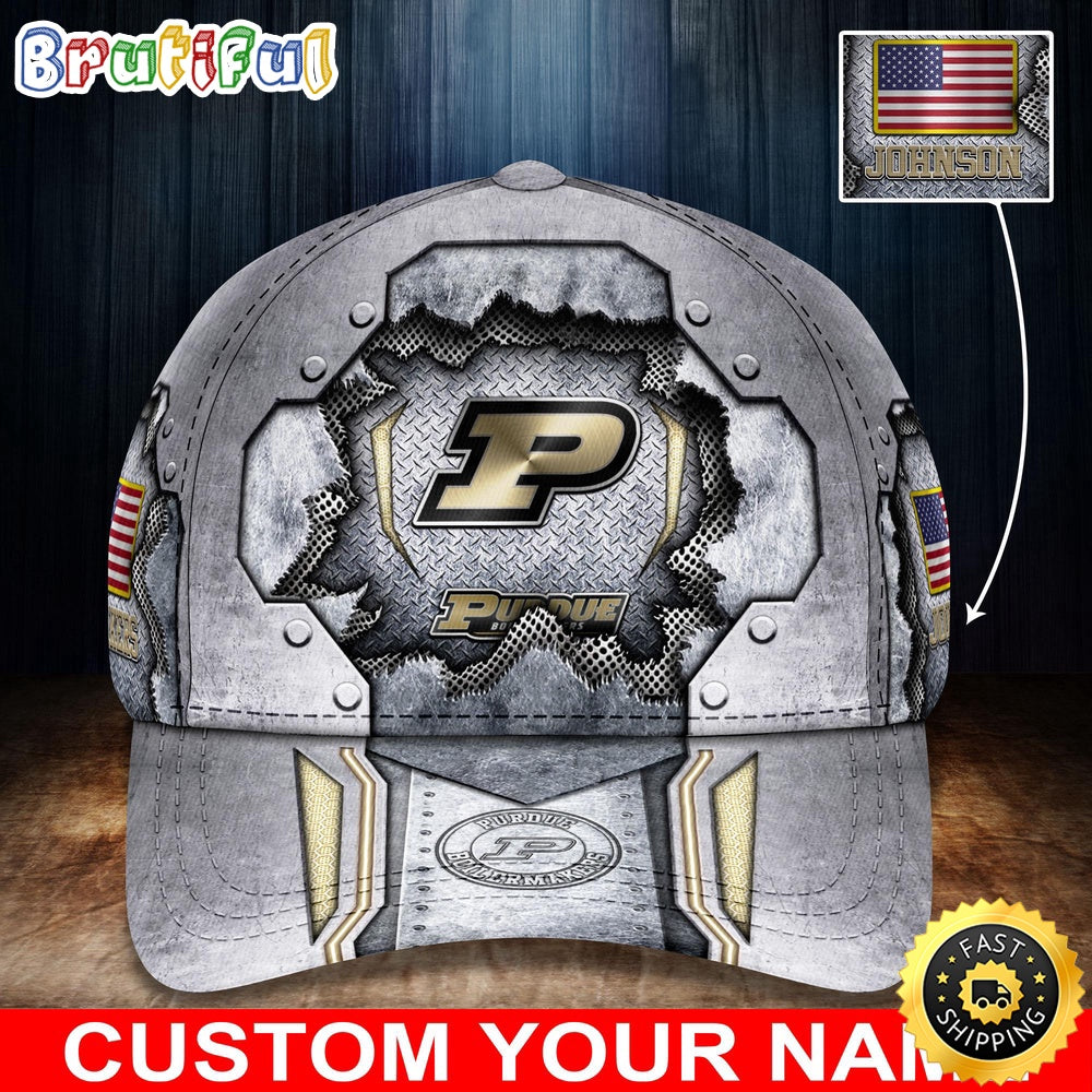 NCAA Purdue Boilermakers Baseball Cap Silver Metalic Pattern Baseball Cap