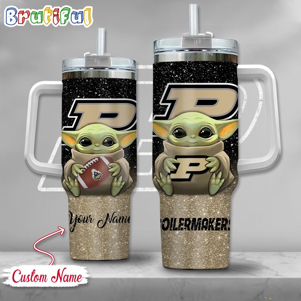 NCAA Purdue Boilermakers Tumbler Baby Yoda Customzed Handle Cup