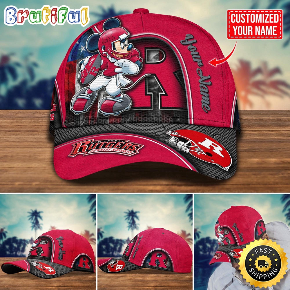 NCAA Rutgers Scarlet Knights Baseball Cap Mickey Mouse Custom Cap For Fans