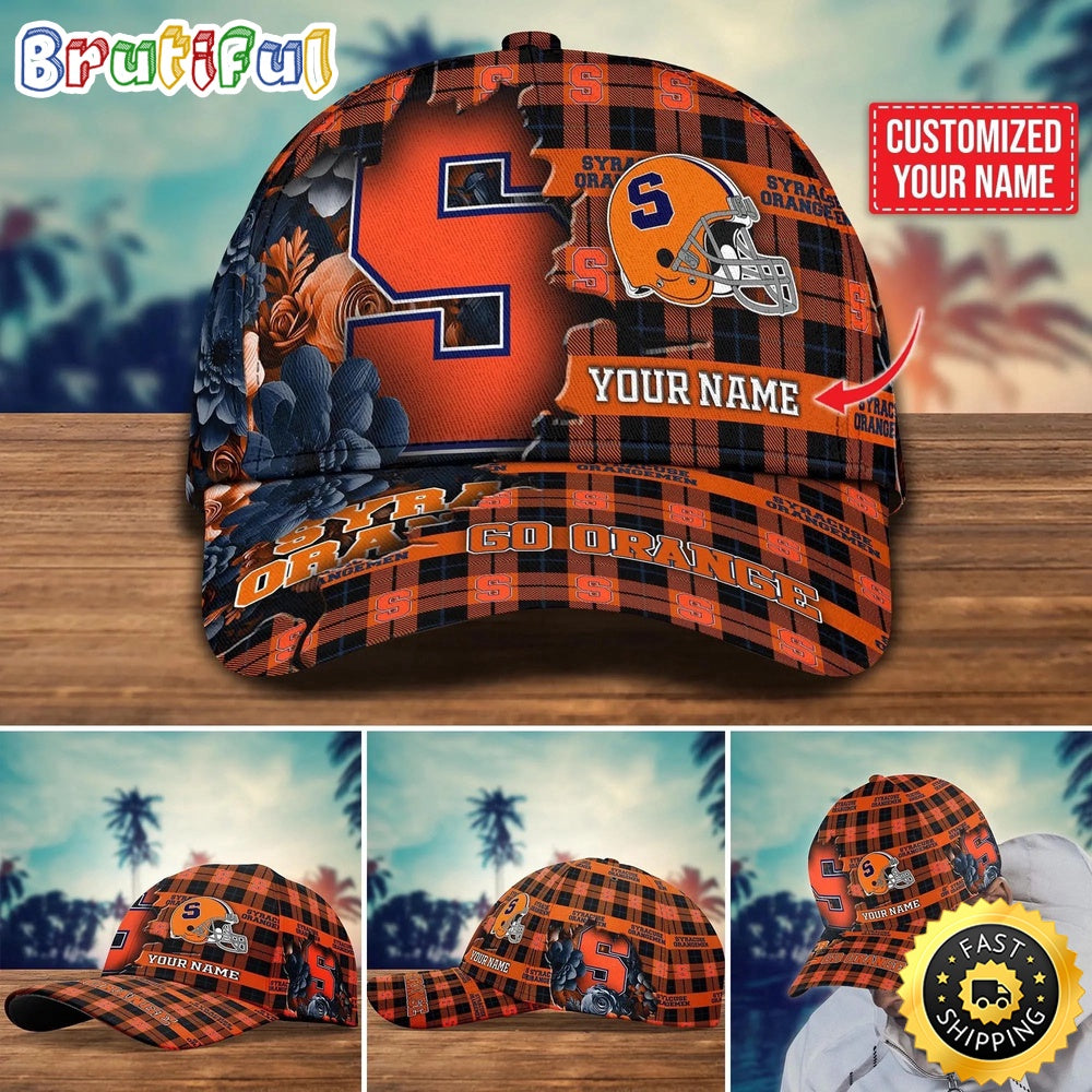 NCAA Syracuse Orange Baseball Cap Flower Custom Name Cap