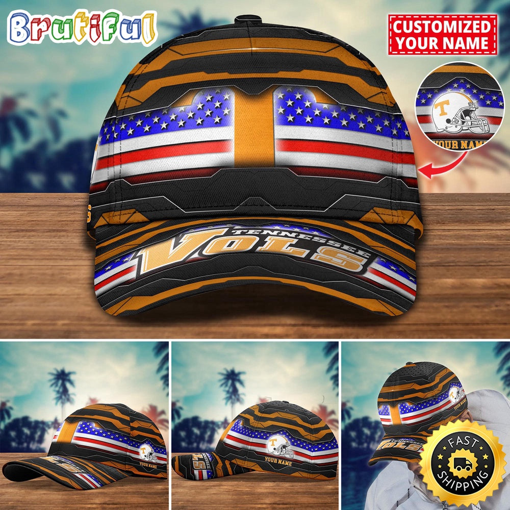 NCAA Tennessee Volunteers Baseball Cap Flag Custom Name Cap