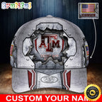 NCAA Texas A&ampM Aggies Baseball Cap Silver Metalic Pattern Baseball Cap
