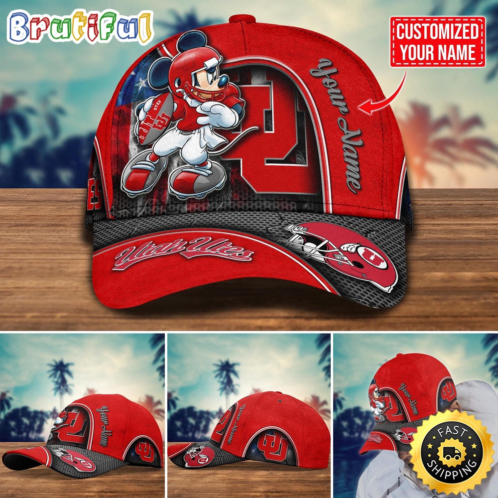 NCAA Utah Utes Baseball Cap Mickey Mouse Custom Cap For Fans