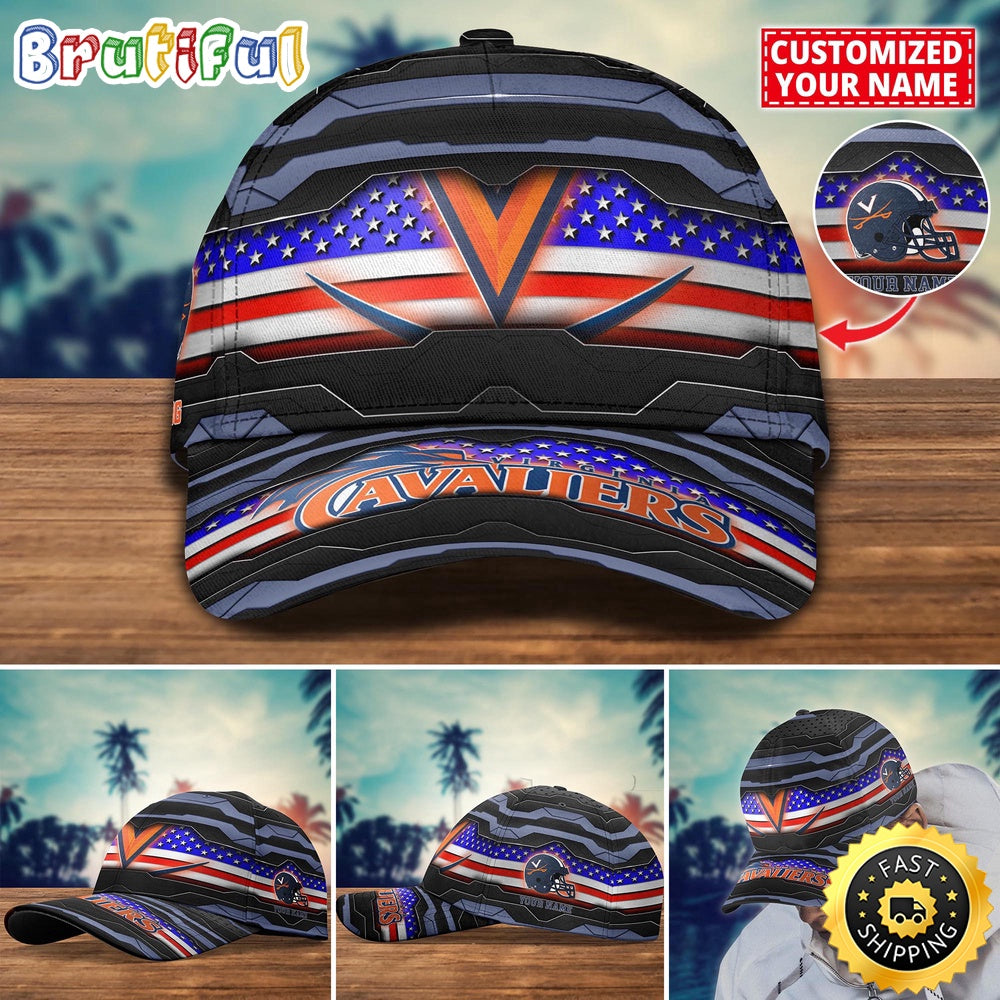 NCAA Virginia Cavaliers Baseball Cap Flag Custom Name Cap