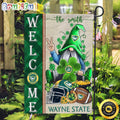 NCAA Wayne State Warriors Garden Flag St Patricks Day Gnome Shamrock Welcome Garden Flag