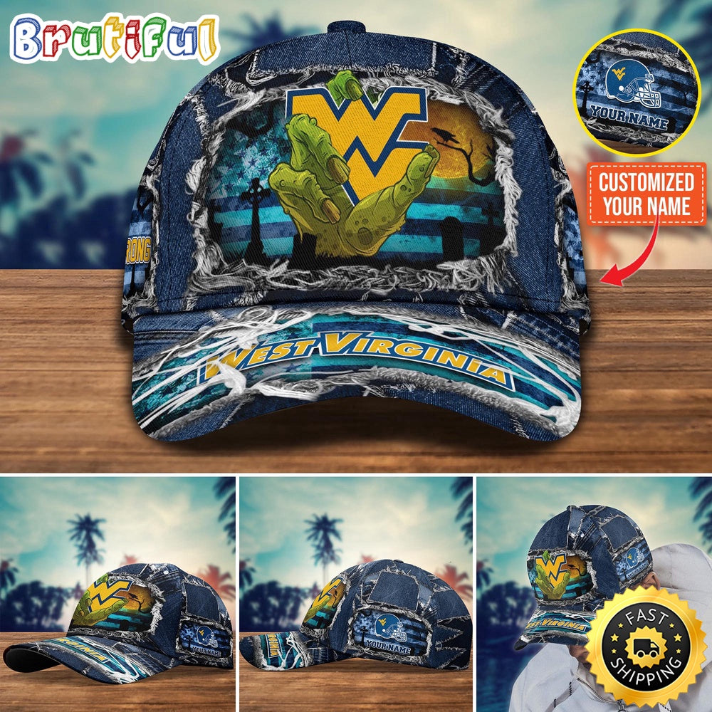 NCAA West Virginia Mountaineers Baseball Cap Halloween Custom Name Cap