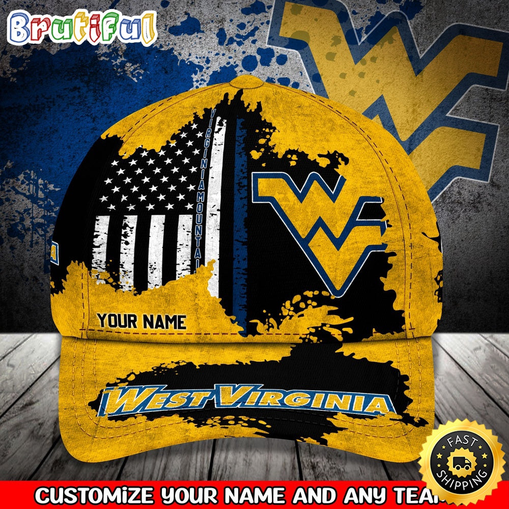 NCAA West Virginia Mountaineers Baseball Cap Your Name Custom Baseball Cap
