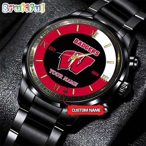 NCAA Wisconsin Badgers Black Fashion Watch
