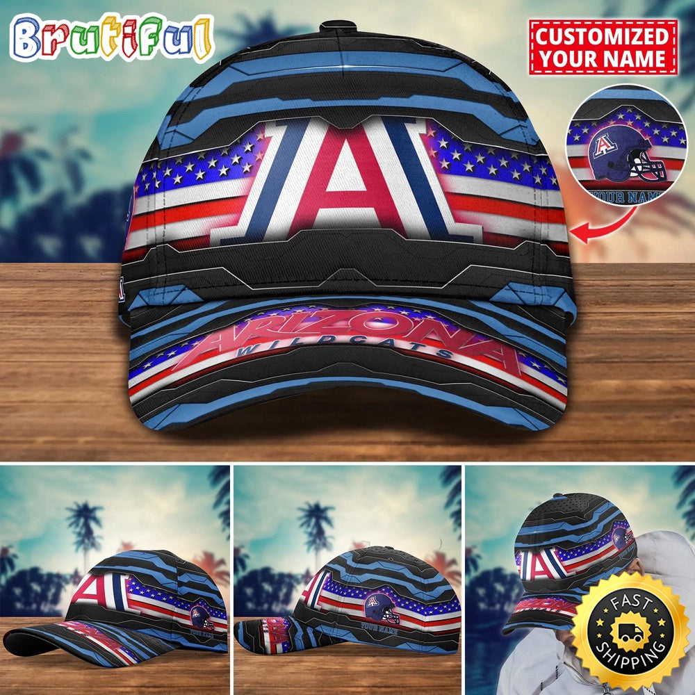 NCAA Arizona Wildcats Baseball Cap Flag Custom Name Cap