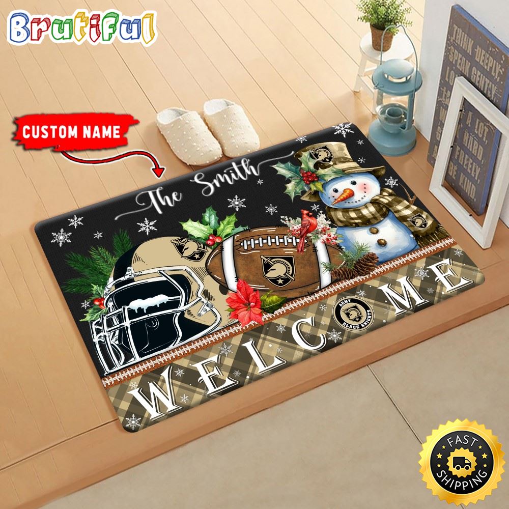 NCAA Army Black Knights Doormat Welcome Christmas Custom Name Football Doormat