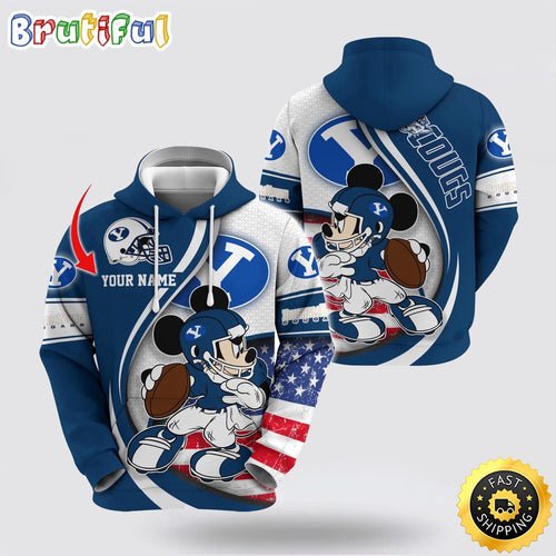 NCAA BYU Cougars Hoodie Mickey Mouse 100 Year Anniversary